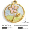 Accesorios de Joyería de Acero Inoxidable Transfronterizos Maleta de Dibujos Animados Goteo de Aceite Flor Colorida Chapado en Oro Real de 18K Colgante