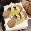 Nuevo Estilo Caliente Verano Sandalias Birkenstock para Mujer Doble Diamante Moda Sandalias Planas Suela Gruesa Punta Redonda Antideslizantes Casuales Chanclas Estilo Fragante