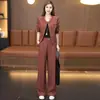 Elegante y juvenil traje de moda para mujer, nuevo estilo primavera y otoño 2026, conjunto de dos piezas con chaqueta y pantalón de pierna ancha