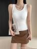 Chaleco térmico de bloqueo de color cepillado para otoño e invierno, top sin mangas calefactable, camisola estilo coreano con almohadilla en el pecho, top interior de capa base