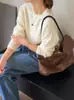 Pintura al óleo Luz suaveTextura cepillada como nube~Suéter de punto de lana de cachemir suave y cómodo para mujer, jersey de otoño/invierno 2026