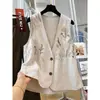 Chal de Algodón Lino de Alta Gama con Bordado Pesado Top sin Mangas para Mujer Verano Moda Literaria Chic Capa Chal Chaleco de Capas para Mujer