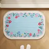 Alfombra de suelo tejida de lino estilo caricatura para baño, fácil de limpiar, antideslizante, absorbente de agua y aceite