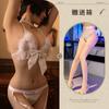 Conjunto de Lencería Sexy Amor Insomne Caliente Tres Puntos Pluma Lindo Lazo Espalda Descubierta Entrepierna Abierta Tentación Coqueteo Uniforme