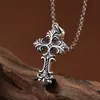 Ciervo Dorado Rey Plata S925 Vintage Desgastado Personalizado Diseño de Cruz Flor Hip-Hop Colgante de Plata para Hombres y Mujeres