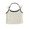 Camisola de dos piezas con cuello halter cruzado y contraste de color para mujer, estilo sexy, de cintura alta, corta y ajustada.