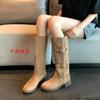 958-4 Botas Largas de Pierna Gruesa y Pantorrilla Ancha Botas Largas Retro de Caballero Botas Altas Ensanchadas Zapatos de Mujer Talla Grande 41-43 Botines