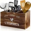 Caja de Almacenamiento de Madera con Puntos para Sala de Estar Mesa de Cocina Vajilla Utensilios de Cocina Organizador de Clasificación Compartimento para Cuchillo Tenedor Cuchara Caja de Almacenamiento