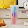 Vaso de Plástico de Doble Capa Personalizado, Vaso Durian, Vaso Diamante de Gran Capacidad, Vaso Portátil para Exteriores Estilo Starbucks, Vaso para Agua