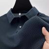 Fabricante de Origen Verano Malla Seda de Hielo Camiseta de Manga Corta Camisa para Hombre Cuello Camisero Color Puro Fresca Transpirable Polo Top