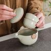 Juego de Té de Viaje Beige Kiln Ru con Taza de Té Rápida, Una Tetera y Tres Tazas, Tetera y Taza de Té para Acampar, Portátil para Acampar al Aire Libre