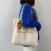 Bolso de Mano Estilo Japonés de Primavera y Verano Bolso de Gran Capacidad para Estudiantes para un Solo Hombro Bolso de Lona Simple de Tela Blanco Coreano