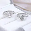Anel de Prata Esterlina S925 6.3mm Redondo Seis Garras Artesanal DIY Transmissão Ao Vivo Douyin Luxo Leve Céu Estrelado Trajetória Cravejado Montagem Vazia