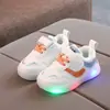 Zapatillas Deportivas Iluminadas para Niños y Niñas, Temporada Primavera y Otoño 2025, Cierre de Velcro, Zapatos Blancos Iluminados, Zapatos Casuales para Bebé