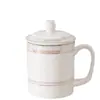 Caneca de cerâmica para escritório com tampa, xícara de chá de alto valor, hotel, pousada, xícara de cerâmica para preparo de chá de negócios, presente portátil