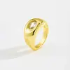 Anillo de Zirconia en Forma de Pera Incrustada de Diseño Transfronterizo Europeo y Americano Estilo Frío Personalizado Retro Chapado en Oro de 18 Quilates Anillo Dorado