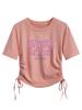 Playera Y2K de Hombro Derecho con Cuello Redondo y Manga Corta para Mujer Verano 2025 Nueva Playera de Alta Gama Ajustada Estilo Occidental Top