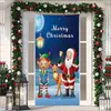 Nuevo Estilo Exclusivo Transfronterizo Tela de Poliéster Cubierta de Puerta Fondo de Papá Noel Dando Regalos Cortina de Puerta para Fiesta Festiva
