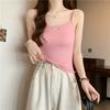 Renda de costura de laço pequena estilingue de verão com almofada no peito roupa interna Hot Girl Floral Slim Vest Top