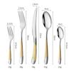 Cuchillo, tenedor y cuchara de acero inoxidable con diamantes de estrella, vajilla creativa de lujo para hotel occidental, cuchillo y tenedor para carne chapados en oro de alta gama, aptos para Amazon