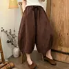 Pantalones de Pierna Ancha de Algodón y Lino de Color Sólido para Mujer Verano Nuevo Sueltos de Ocho Puntos Sueltos Cómodos Adelgazantes Ocultan Defectos Adelgazantes Versátiles