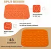 Alfombrilla de Silicona Naranja para Lamer Perros con 48 Ventosas, Pad de Premios Alimentador Lento de Doble Textura para Alivio de la Ansiedad, Alfombrilla para Lamer Mascotas para Perros y Gatos