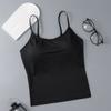 Camisola de Seda Hielo de Verano Wrap Pecho Base Anti-Exposición Sujetador Deportivo Largo con Almohadillas en el Pecho para Mujer con Tirantes Ajustables