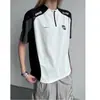 Camiseta de Retazos Bloque de Color con Media Cremallera para Hombres y Mujeres, Ropa de Entrenamiento para Deportes al Aire Libre de Verano Protección Solar Camiseta de Tejido Fresco Secado Rápido Manga Corta