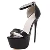 Sandálias de Salto Ultra Alto com Combinação de Cores da Moda com Fivela Salto Agulha Sapatos Femininos Comércio Exterior Transfronteiriço Tamanho 46 Sandálias Femininas