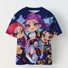 Patrón de Grupo de Chicas Cazadoras de Brujas K-Pop Patrón 3 Impresión 3D Transfronterizo Chicas Casual Cuello Redondo Manga Corta Camiseta Venta Directa de Fábrica Suministro