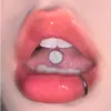 Olhos com Vasos Sanguíneos Dilatados, Piercing na Língua Pingando Óleo, Adorno Espiral Externo na Língua de Aço Inoxidável, Argola na Língua Revestida com Borracha, Joias para Body Piercing Atacado