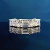 Mu Jing joyería 2023 Nuevo plata 925 rectangular pagoda 4*6 diamante blanco incrustado con diamante personalidad Europea y Americana ins anillo de fila