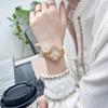 Reloj Shi Gaudi Trébol de Cuatro Hojas Incrustado de Diamantes Pulsera de Acero Forma de Flor Estilo Fragante Lujo Ligero Moda de Gama Alta Reloj para Mujer Vivo