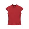 Camiseta de cuello alto con mangas pequeñas y volantes para chica sexy y pura, nueva camiseta de verano 2024 para mujer, top ajustado y adelgazante con temperamento