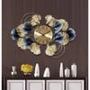 Novo estilo chinês folha de ginkgo sala de estar relógio de parede relógio de parede artístico luz de casa luxo estilo americano simples criativo relógio decorativo