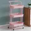 Prateleira de Armazenamento para Lanches e Utensílios Domésticos Carrinho Móvel de Múltiplas Camadas com Corrimão para Cozinha Sala de Estar e Quarto
