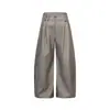 Pantalones Anchos de Pierna Recta con Cintura Inclinada de Doble Pinza Estilo Retro Americano Yongfang para Hombres y Mujeres, Ropa de Trabajo Casual Holgada con Efecto de Caída