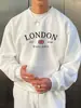 Tamaño Europeo Transfronterizo para Hombre Otoño/Invierno Casual Holgado Moda Clásica Estampado de Letras de Londres Manga Larga