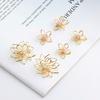 Pendientes colgantes de flor de perla doble tridimensionales huecos minimalistas de cobre con accesorios de joyería DIY hechos a mano