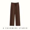 Pantalones de cachemir gruesos de pierna ancha con abertura en cuatro direcciones para mujer, nuevos pantalones rectos casuales de punto de lana para otoño e invierno, de cintura alta