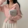 Enviado: Suéter cárdigan con capucha de doble cremallera, estilo chic coreano para mujer, otoño e invierno, tejido holgado y favorecedor.