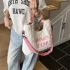 Bolsa de Lona Nueva Otoño 2025 Estilo Coreano Bordado de Letras Bolso de Mano Bolso Cruzado Ligero de Gran Capacidad Bolso Tote