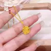 Exquisito Colgante Pequeño de Azúcar Cubo Brillante Estilo Antiguo, Cadena Elegante de Alta Gama para Clavícula de Mujer con Colgante de Oro Arena Que No Se Desvanecerá Fácilmente