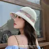 Chapéu de pescador vazado, estilo verão, para mulheres, novo chapéu de praia colorido com proteção solar e proteção facial