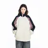 Moletom patchwork raglan estilo retrô americano para outono e inverno para homens e mulheres, nova marca da moda, cardigã jaqueta casual solto para casais