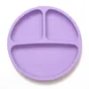 Plato Redondo de Silicona con Ventosa para Niños Más Vendido de Amazon para Bebés y Niños Pequeños, Antiperdido, Plato Fijo de Tres Compartimentos con Cara Sonriente