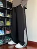 Calça Masculina Outono e Inverno Estilo Americano Listrada Solta Reta Masculina 2025 Nova Estudante Esportiva Casual Calça de Moletom