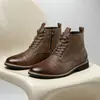 Amazon Estilo Explosivo Transfronterizo Tallas Grandes Casual Versátil Botas Martin de Motociclista Tendencia Estilo Británico Botas de Piel para Hombre - 26067