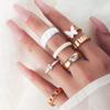 Europa y Estados Unidos transfronterizos súper ventas anillo de moda creativa de pedrería personalidad cuadrado Diamante Blanco Mariposa anillo de aceite juego de 7 piezas para mujeres