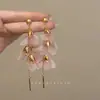 Ideas Ingeniosas~Aretes de Tela Dopamina Colorida con Cuentas Aretes de Botón para Mujer Estilo Vacaciones en la Costa Joyería para Orejas Clips para Orejas